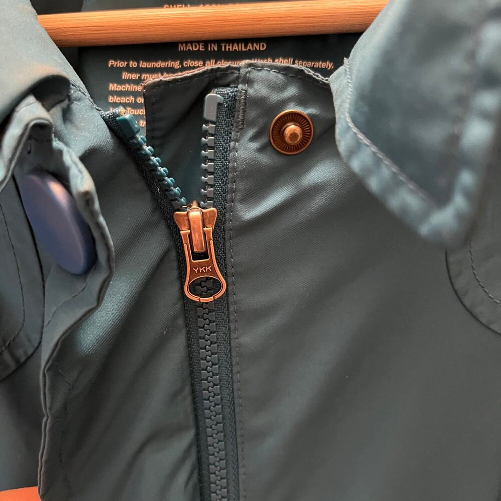 Vintage L.L.Bean Women’s Insulated Rain Trench Coat Teal Wool Lined L Nylon Hood - Picture 10 of 10